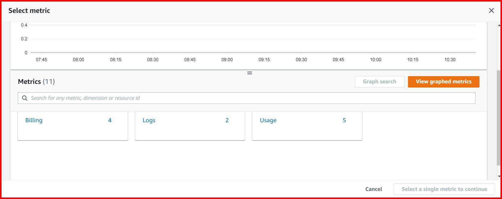 Picture showing a screen for selecting metrics